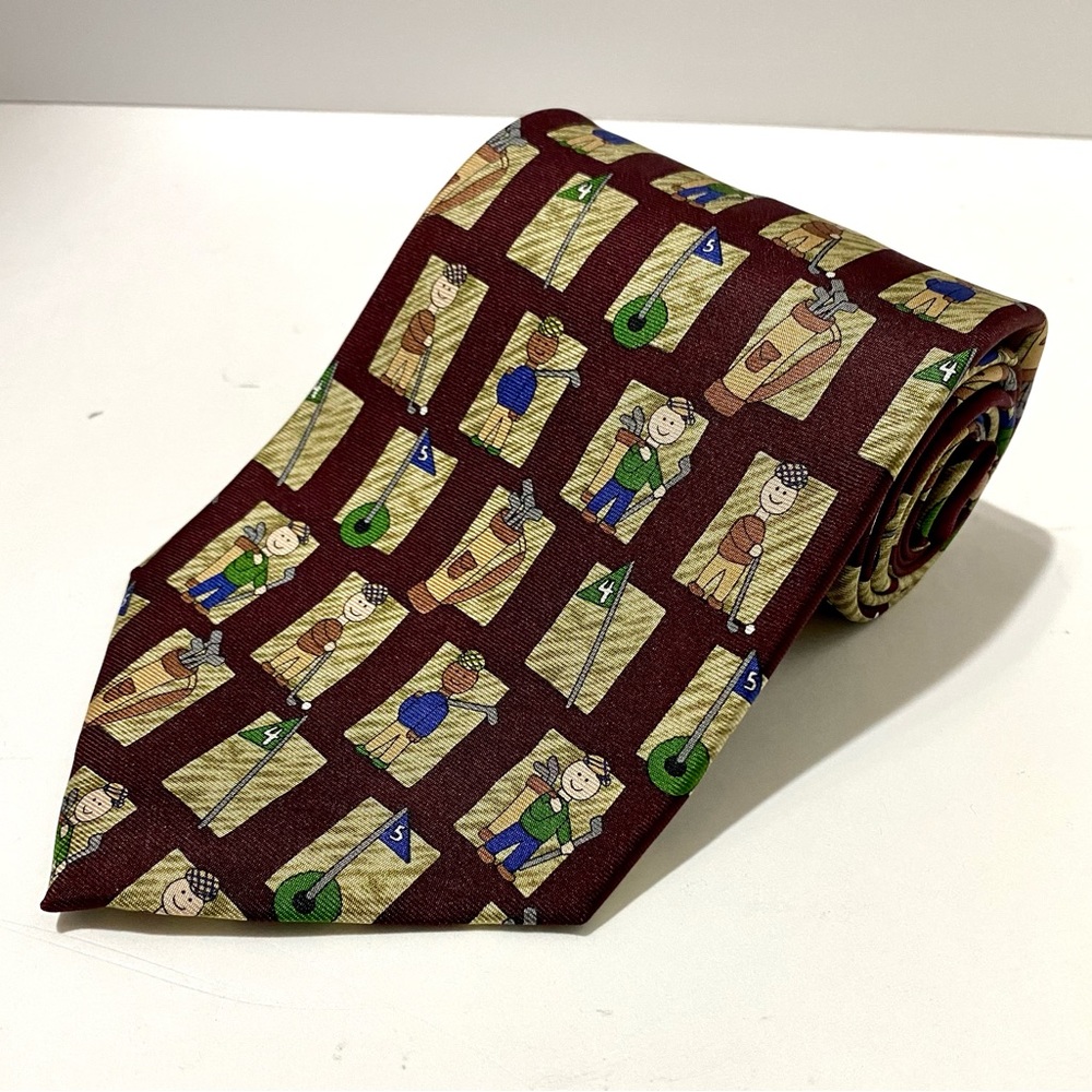 Save The Children 100% Imported Silk Men's Tie "Golfin Dad" Golf Kerri-Age 12